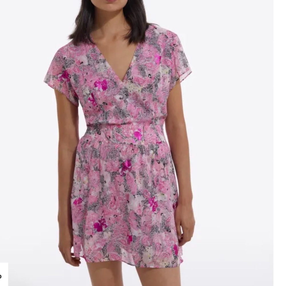 The kooples Floral Pink V-Neck Dress